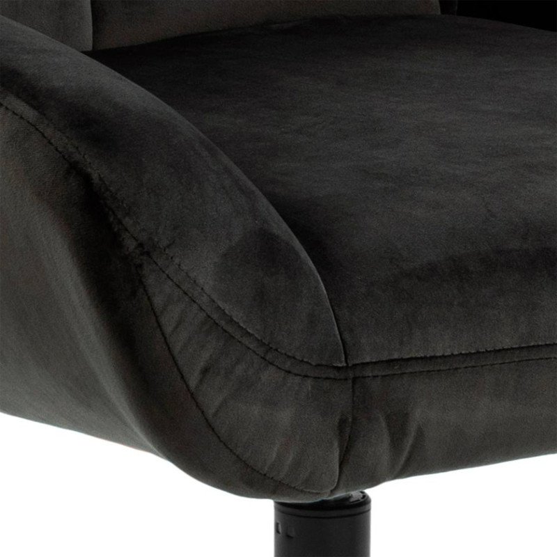 Fauteuil pivotant en velours matelassé gris foncé MONTMARTRE