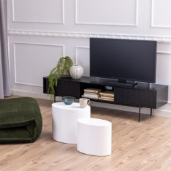 Meuble TV contemporain en bois et métal noir BLACK