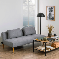 Canapé convertible en tissu gris pieds bois LUCK
