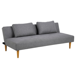 Canapé convertible en tissu gris pieds bois LUCK
