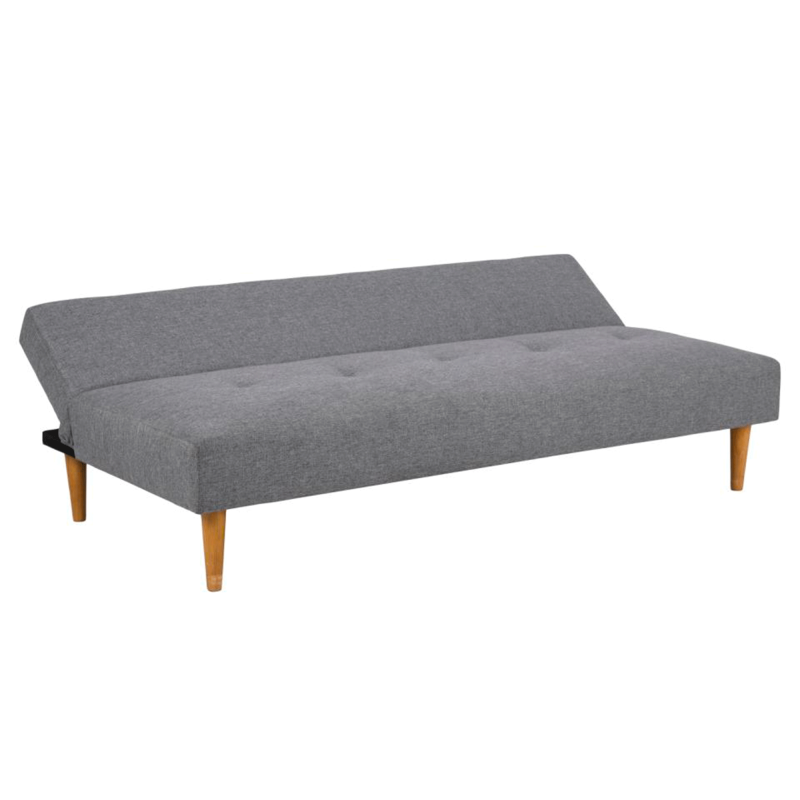 Canapé convertible en tissu gris pieds bois LUCK