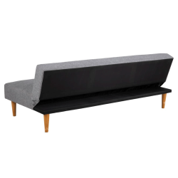 Canapé convertible en tissu gris pieds bois LUCK