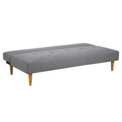 Canapé convertible en tissu gris pieds bois LUCK