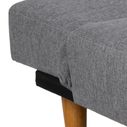 Canapé convertible en tissu gris pieds bois LUCK