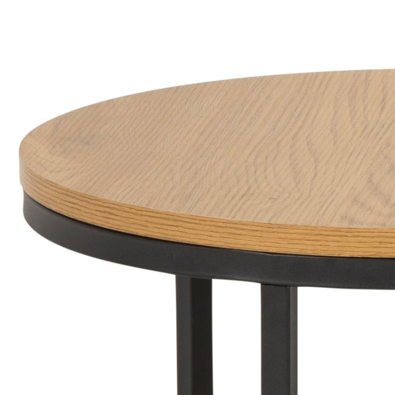 Tables basses rondes gigognes en bois et métal noir SPIRALE