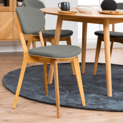 Lot de 2 chaises en bois assise rembourrée grise MINNIE