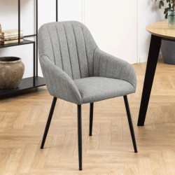 Lot de 2 chaises moderne en tissu gris clair TRADA