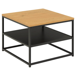 Table d'appoint 2 plateaux bois et métal noir 55x55cm GISLA