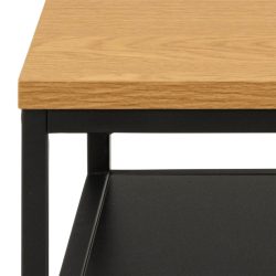 Table d'appoint 2 plateaux bois et métal noir 55x55cm GISLA