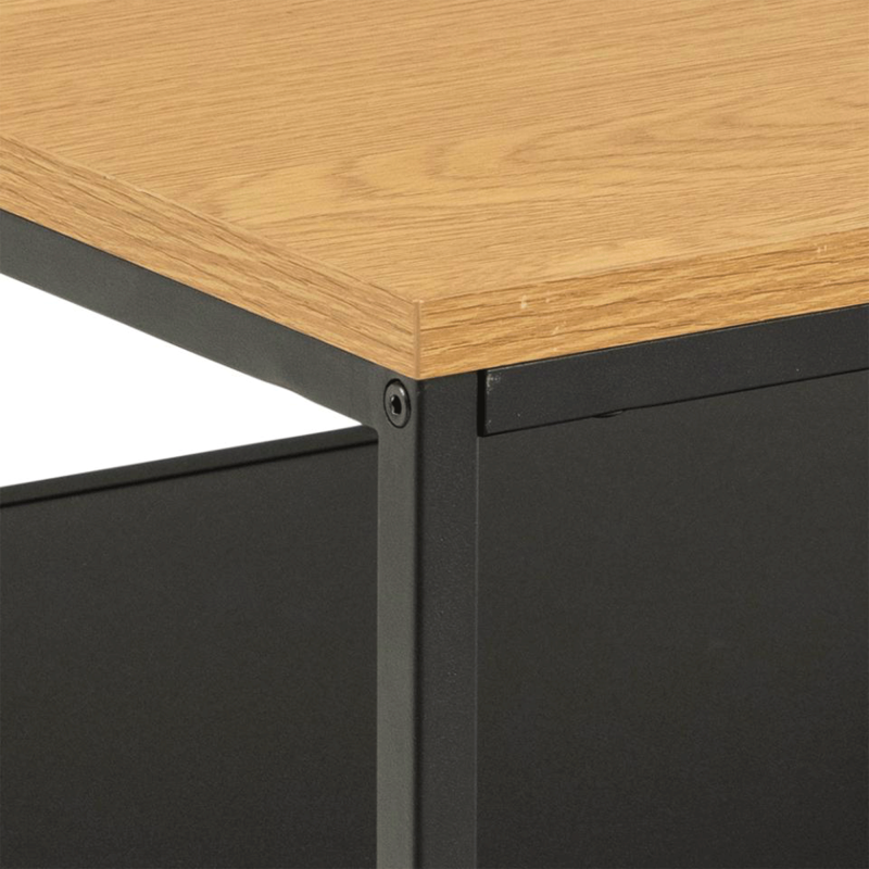 Table d'appoint 2 plateaux bois et métal noir 55x55cm GISLA