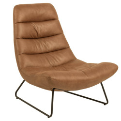 Fauteuil design en cuir camel MILOF