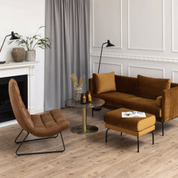 Fauteuil design en cuir camel MILOF