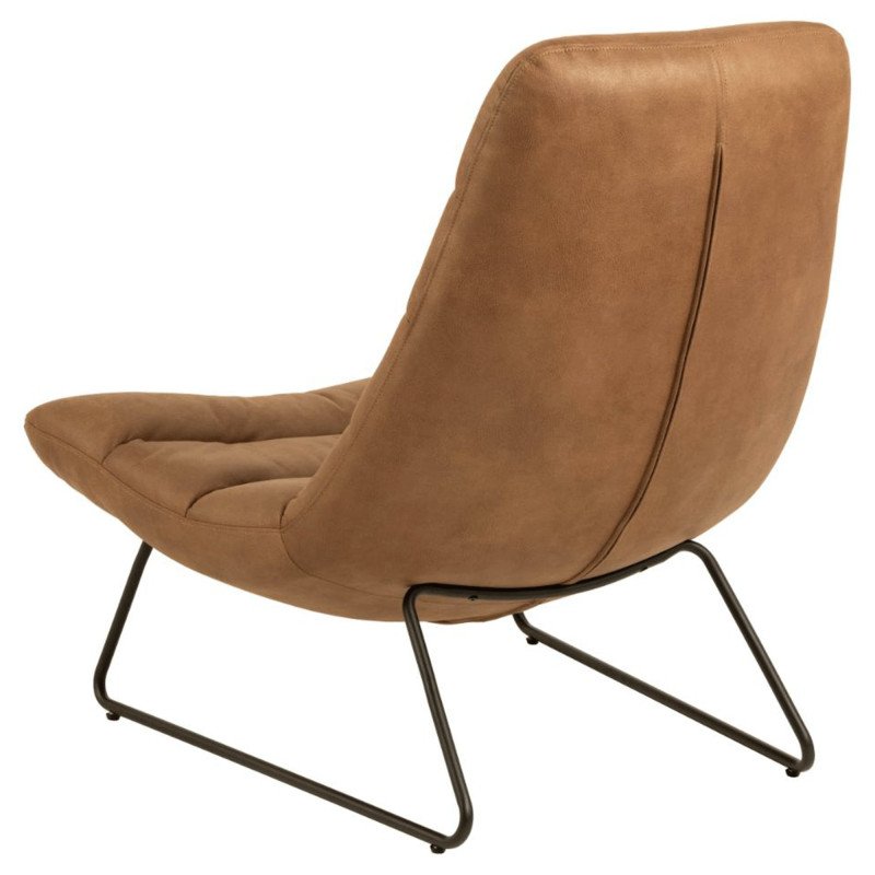 Fauteuil design en cuir camel MILOF