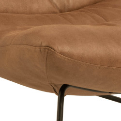 Fauteuil design en cuir camel MILOF