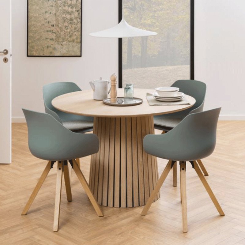 Table ronde 120cm en bois pied central KRISTIANA