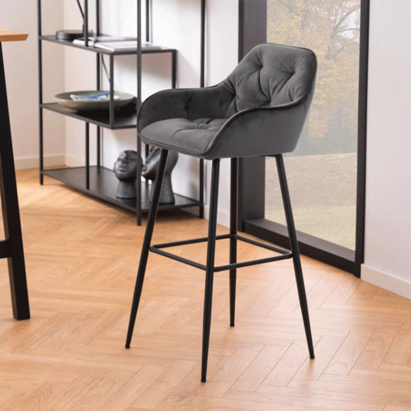 Lot de 2 tabourets design en velours BROKEN