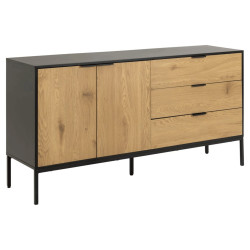 Buffet 2 portes 3 tiroirs en bois et métal noir SEA
