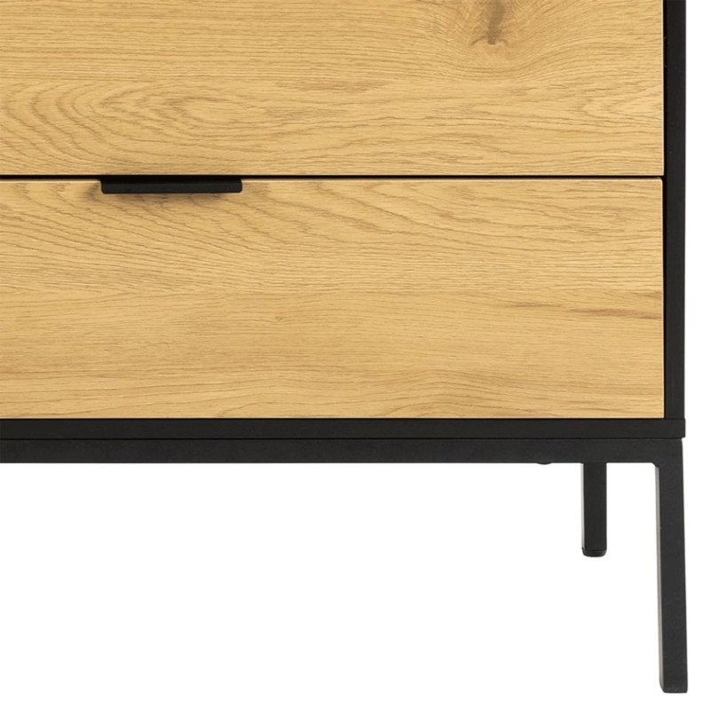 Buffet 2 portes 3 tiroirs en bois et métal noir SEA