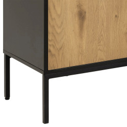 Buffet 2 portes 3 tiroirs en bois et métal noir SEA