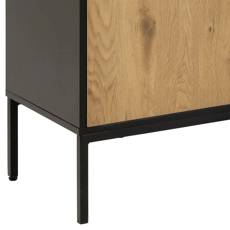 Buffet 2 portes 3 tiroirs en bois et métal noir SEA