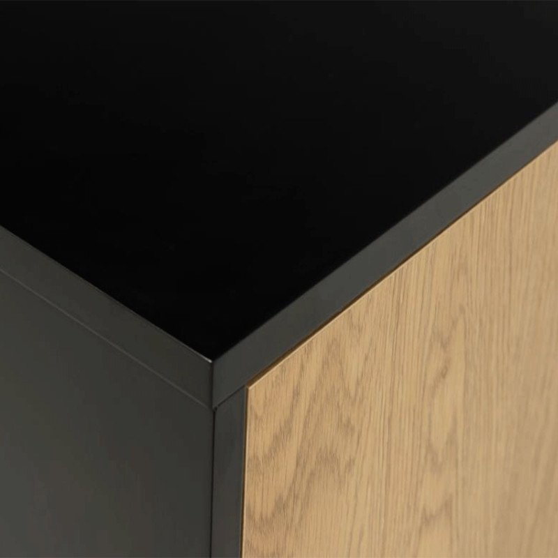 Buffet 2 portes 3 tiroirs en bois et métal noir SEA