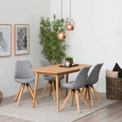 Lot de 2 chaises en tissu pieds bois style scandinave DIMY