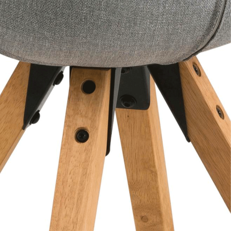 Lot de 2 chaises en tissu pieds bois style scandinave DIMY
