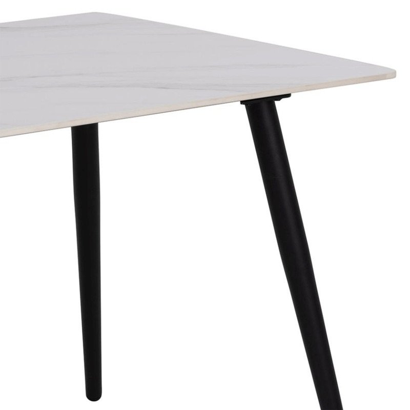 Table à manger 4 personnes effet marbre pieds noirs WIKA