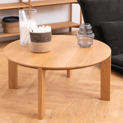 Table basse ronde 90cm en bois de chêne PLAKINE
