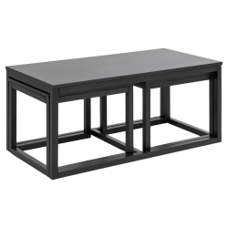 Set de 3 tables basses gigognes en bois noir CORNEIL