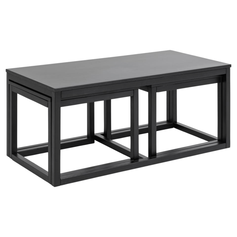 Set de 3 tables basses gigognes en bois noir CORNEIL