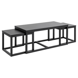 Set de 3 tables basses gigognes en bois noir CORNEIL