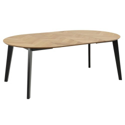 Table ronde extensile en bois et métal noir GEORGIA