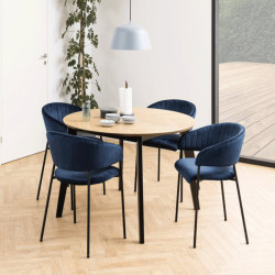 Table ronde extensile en bois et métal noir GEORGIA