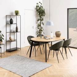 Table ronde extensile en bois et métal noir GEORGIA