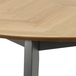 Table ronde extensile en bois et métal noir GEORGIA