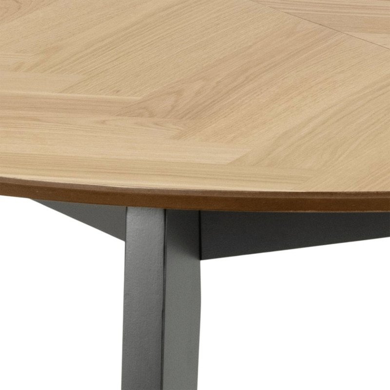 Table ronde extensile en bois et métal noir GEORGIA