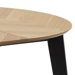 Table ronde extensile en bois et métal noir GEORGIA