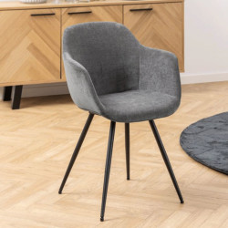 Chaise avec accoudoirs en tissu gris ZOELA