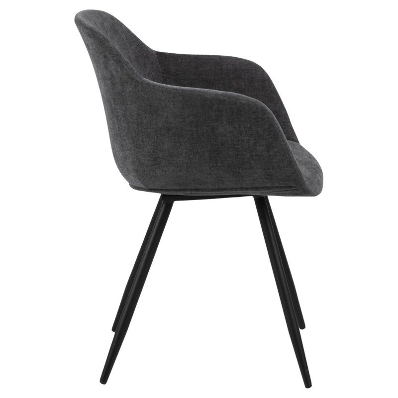 Chaise avec accoudoirs en tissu gris ZOELA