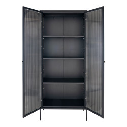 Buffet haut acier noir avec portes vitrées en verre MCLAREN