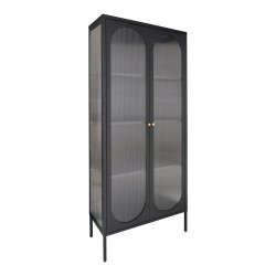 Buffet haut acier noir avec portes vitrées en verre MCLAREN