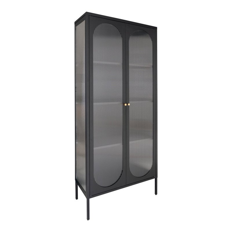 Buffet haut acier noir avec portes vitrées en verre MCLAREN
