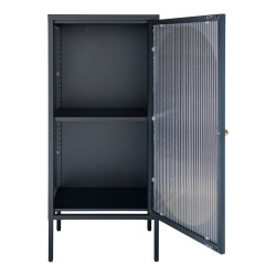 Buffet acier noir porte vitrée en verre et étagère MCLAREN