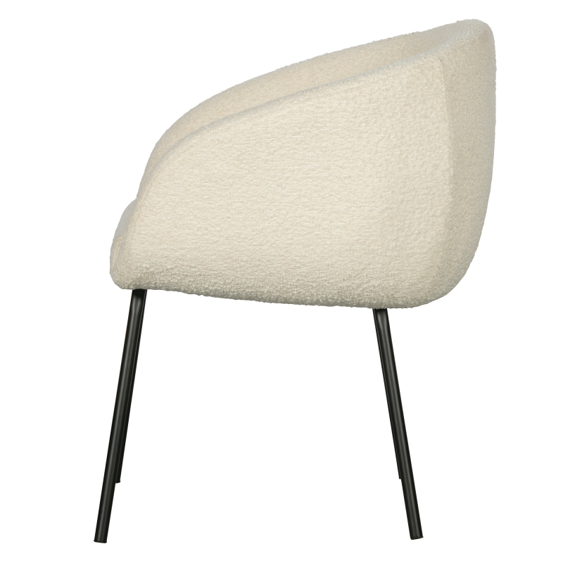 Lot de 2 chaises à manger en polyester blanc et pieds noirs MALAYA