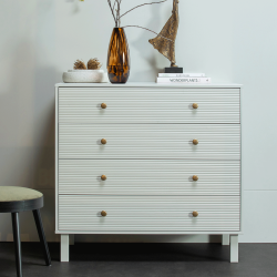 Commode moderne en bois de pin et métal grise MADO