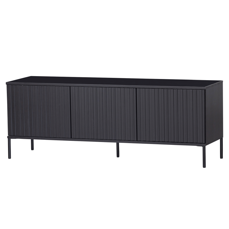 Buffet en bois pin massif avec 3 portes noir MAY