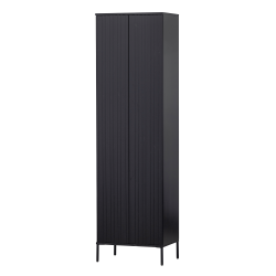 Grande armoire haute en bois pin massif noir MAY