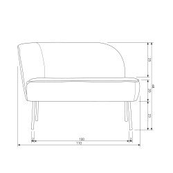 Fauteuil lounge gauche en velours fleuri FALYRE