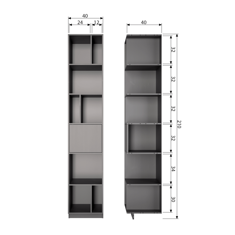 Buffet colonne en bois pin massif noir BUCK